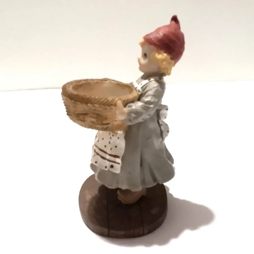 Vintage Sia Collection Julejente Christmas Girl Tea Light Figurine
